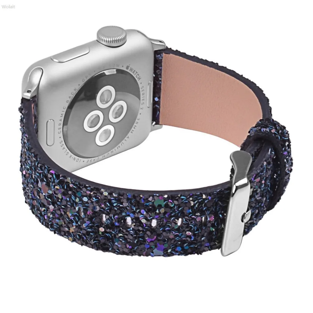 Кожаный ремешок для наручных часов Apple Watch, версии 44 мм 40 мм наручных часов iWatch, 5/4/3/2/1 браслет сияющая кожа; ремешок для часов металлическая пряжка на ремень
