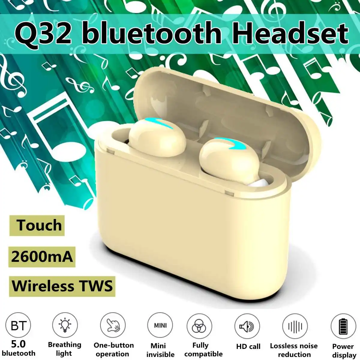 

LEORY bluetooth 5.0 Wireless True Earphone TWS Sport Earbuds 10M Connection Stereo Earphone with 2600mA Powerbank