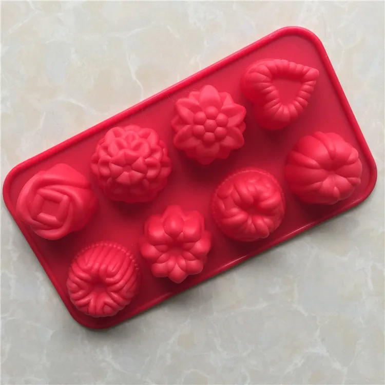 1 pc 8 Holes Flower Cake Molds Silicone 3D Different Flowers Shape