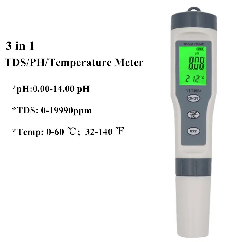 Цифровой тестер воды 3/4 в 1 тест EC/TDS/PH/TEMP монитор качества комплект для бассейнов