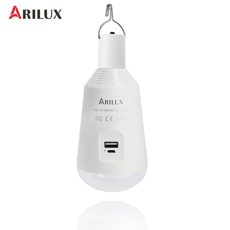 

ARILUX DC5V 7W Solar LED Light Bulb Multi-function USB Rechargeable Camping Light Can Charge For Digital Device