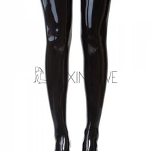 Сексуальные черные чулки из натурального латекса, Фетиш для женщин