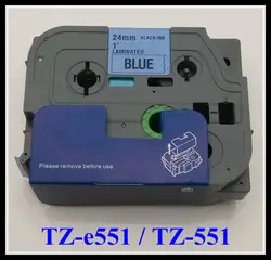Совместимость Brother P-touch tz551, tze551 Ленточные Стикеры, черный на синем ленты