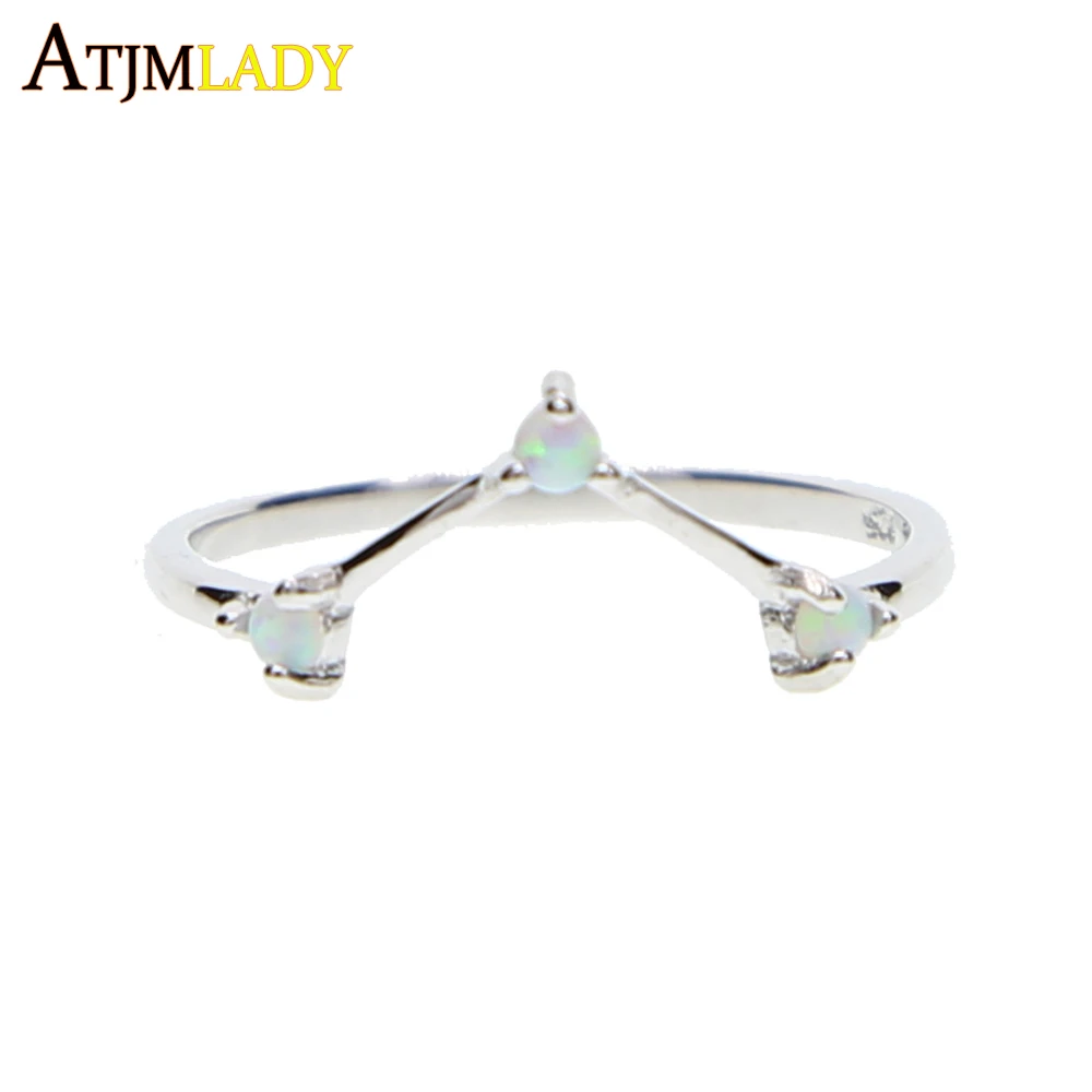 

Original 925 Sterling SILVER Elegant dainty 3 white fire opal 2.5mm stone girl ladies wedding gift thin cute silver ring 925