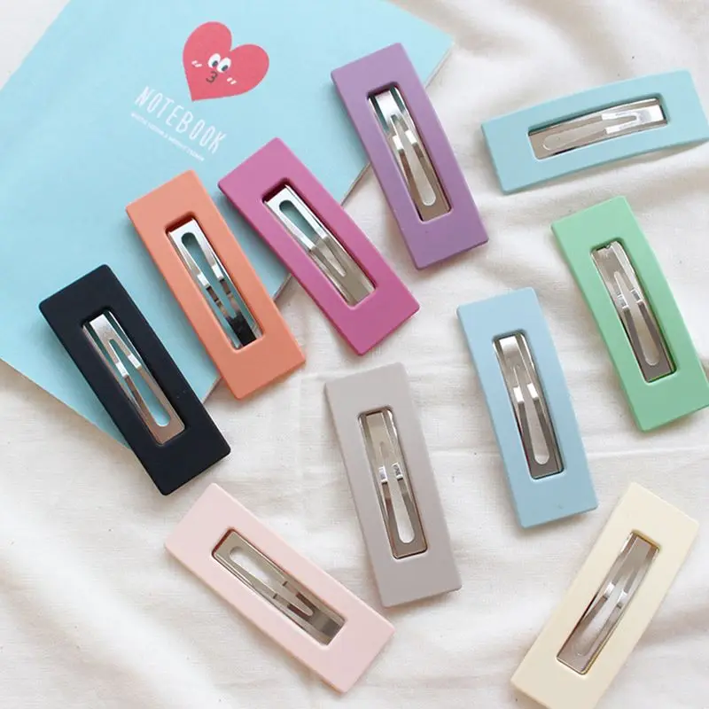 

2019 Fashion Korea Scrub Color Resin Hair Clips for Women Hollow Geometric Cute Hairpins Barrette Hair Accessories Styling Tool