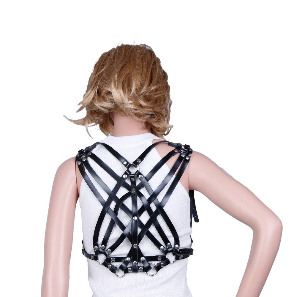 HARNESS CROSS designer belts pastel goth body jewelry chain harajuku leather brace steampunk