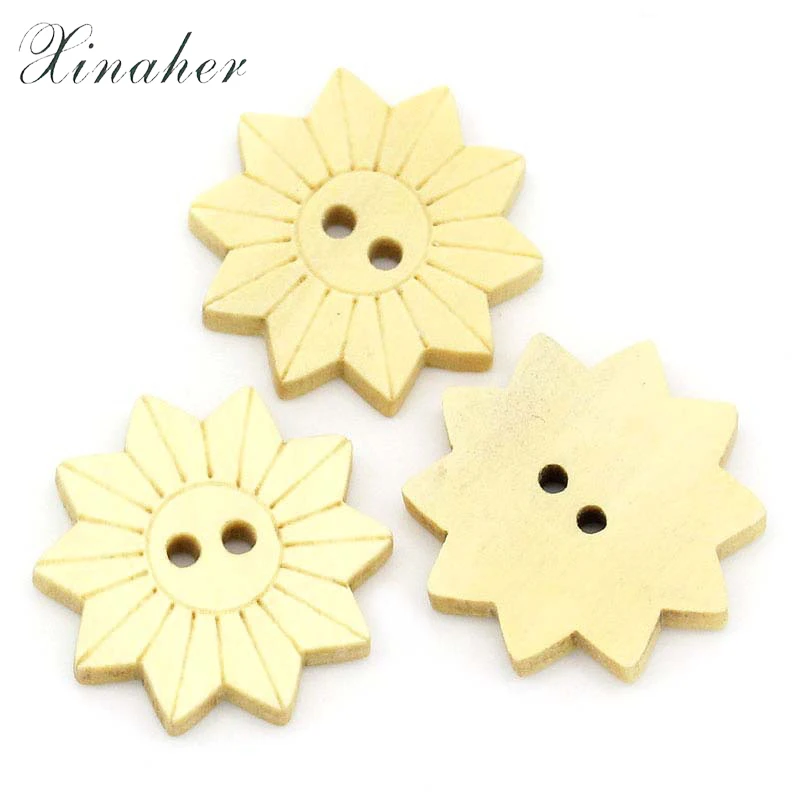 XINAHER Sunflower natural Wooden Buttons Decorative For Sewing Scrapbooking Crafts 50pcs 22x21mm | Дом и сад