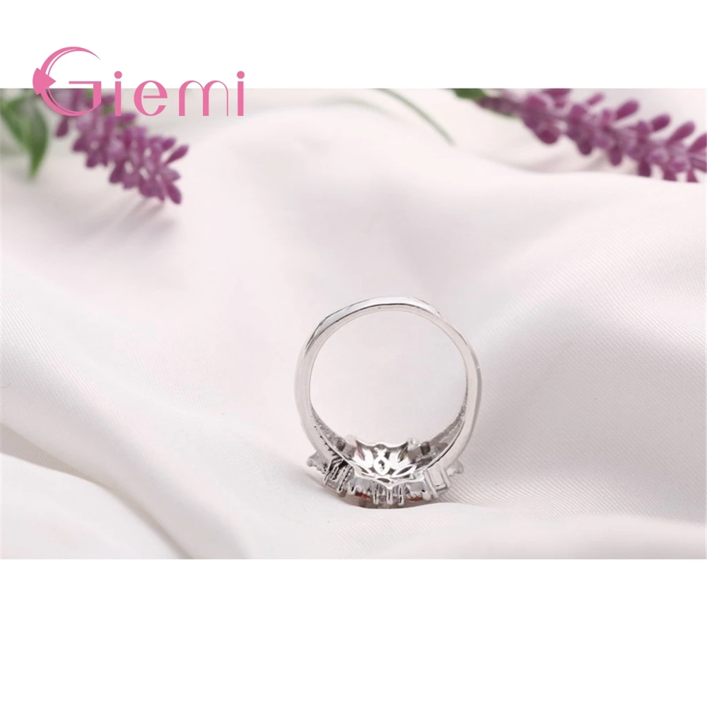 Sparkling 100% Solid 925 Sterling Silver Band Rings Colorful Flower AAA Cubic Zircon Stone Jewelry for Women Wedding Engagement