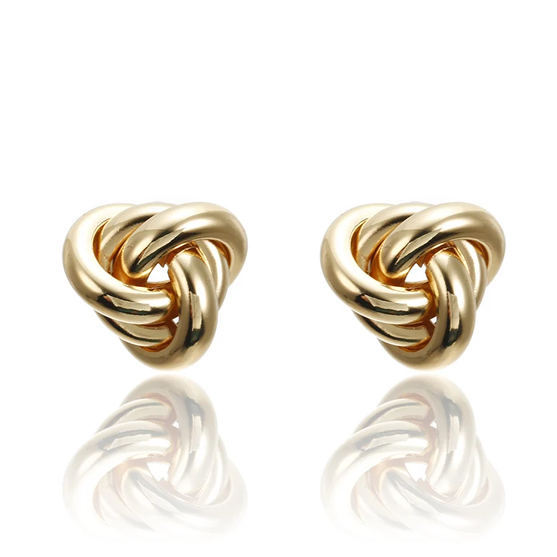 

New Minimalist Exquisite Geometric Twisted Irregular Round Triangle Matte Metal Mini Stud Earrings for Women Girl Gift