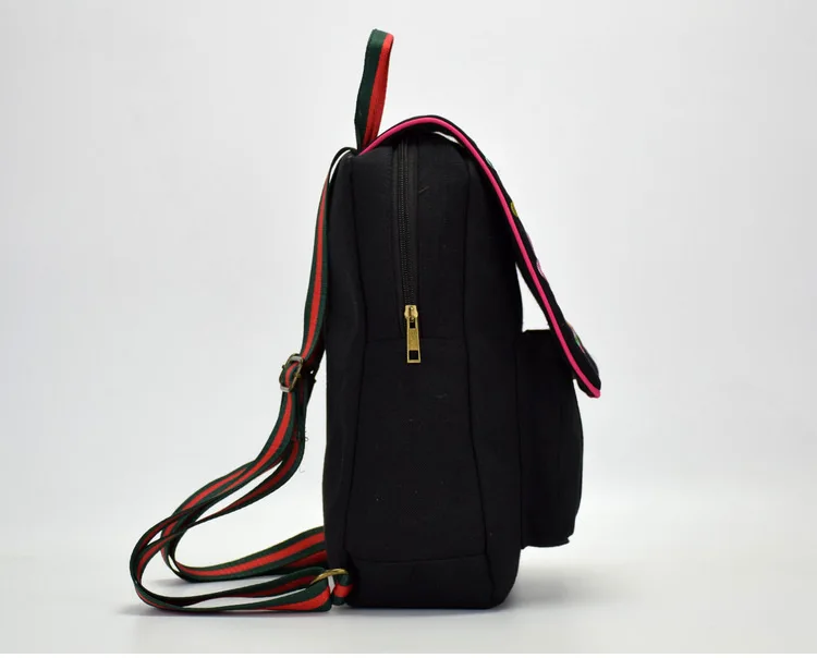 Для женщин рюкзак с цветочной вышивкой холст плеча Сумка для студента для подростков Черный Дорожные сумки Mochilas Рюкзак Школьные сумки