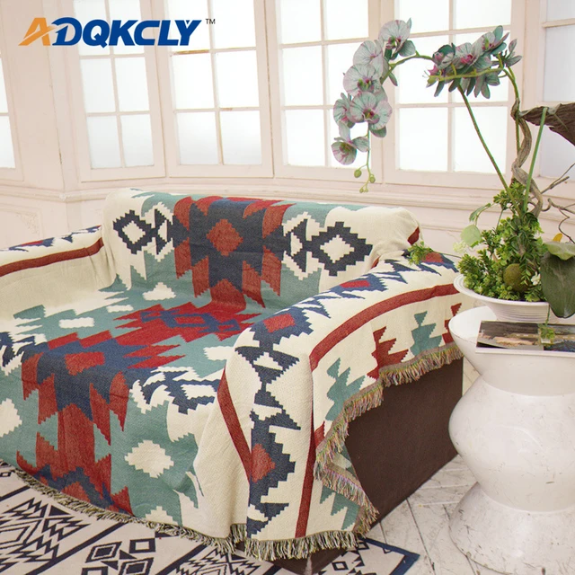 Adqkcly Bohemia Tels Sofa Cover 100 Cotton Double Side Color 2 3 Adqkcly Bohemia Tels Sofa Cover 100 Cotton Double Side Color 2 3 Seaters Slipcover For Bedspread Sheet Throw Blankets