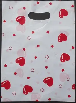 

Promotions 100pcs 35*25cm Color peach heart grain Gift Bags Plastic Boutique Pouches Shopping Gift Package Bag 015035014
