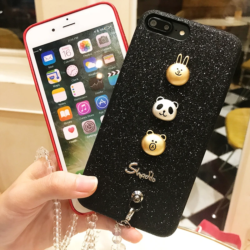 Aoweziic DIY 7plus mobile phone shell lanyard female For iphone8 X XS Euramerican brand atmosphere 6S diamond extravagant