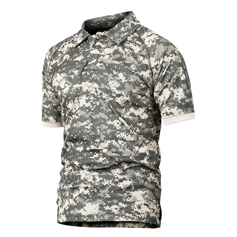 Открытый Спорт Camo рубашка для мужчин армейский зеленый Тактический Футболка короткий рукав камуфляж пеший Туризм тактическая рубашка Охота Восхождение костюмы - Цвет: ACU