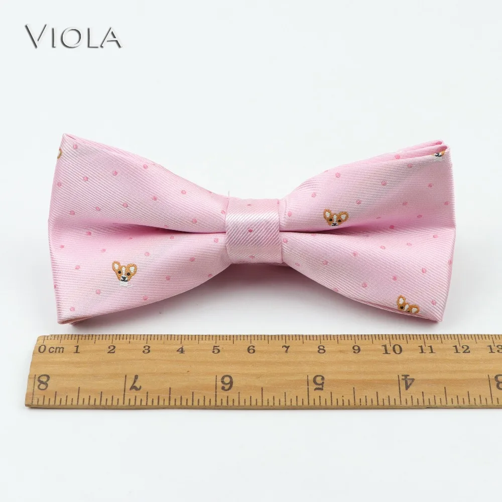 Lovely Corgi Teddy Doggy Jacquard Bowtie Set Men Hankie Butterfly Business Bow Tie Handkerchief Pocket Square Accessory Gift