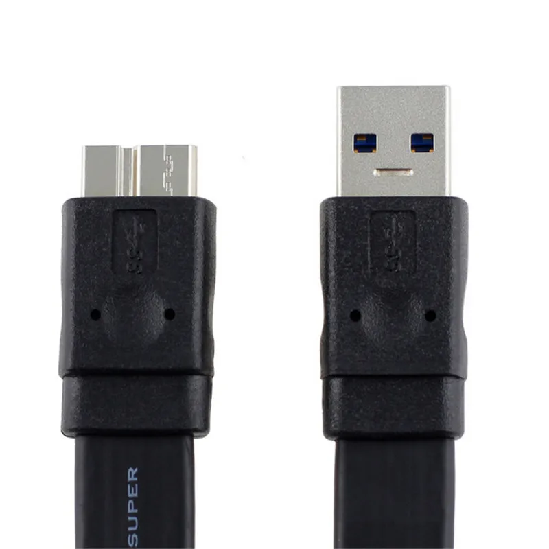 

High quality USB 3.0 A Male to USB 3.0 Micro B Male Flat Cable for Samsung Note3 S5 Thinkpad 8 SSD