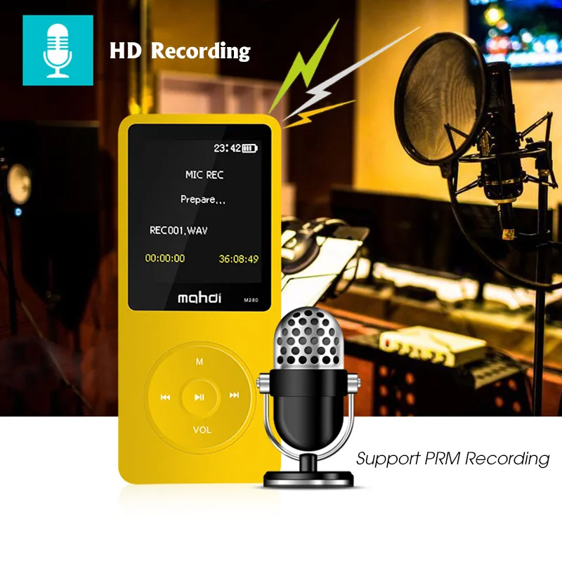 Спортивный MP3 плеер Mahdi M280 Портативный Hi Fi для бега 8 ГБ 1 дюйма TFT экран поддержка 128