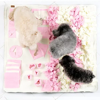 

Handmade Dog Play Mat Pet Toy Mat Snuffle Training Feeding Foraging Mat Nose Work Blanket Washable Pet Toy on Sofa Bed
