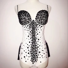 Новинка года; модный костюм-комбинезон со стразами и бусинами; женская одежда для вечеринки; блестящий костюм для сцены в ночном клубе