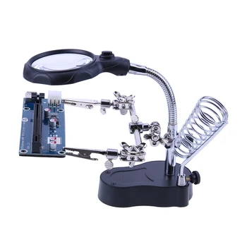 

Desktop Magnifier Welding Magnifying Glass LED Holder Soldering Repair Tool lens Auxiliary Clip loupe desktop Magnifier third