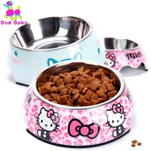 DOGBABY миска для собак из нержавеющей стали Розовый Синий миски для кошек принт узор кормушки для домашних животных здоровье пластиковая миска для воды для собак кошек