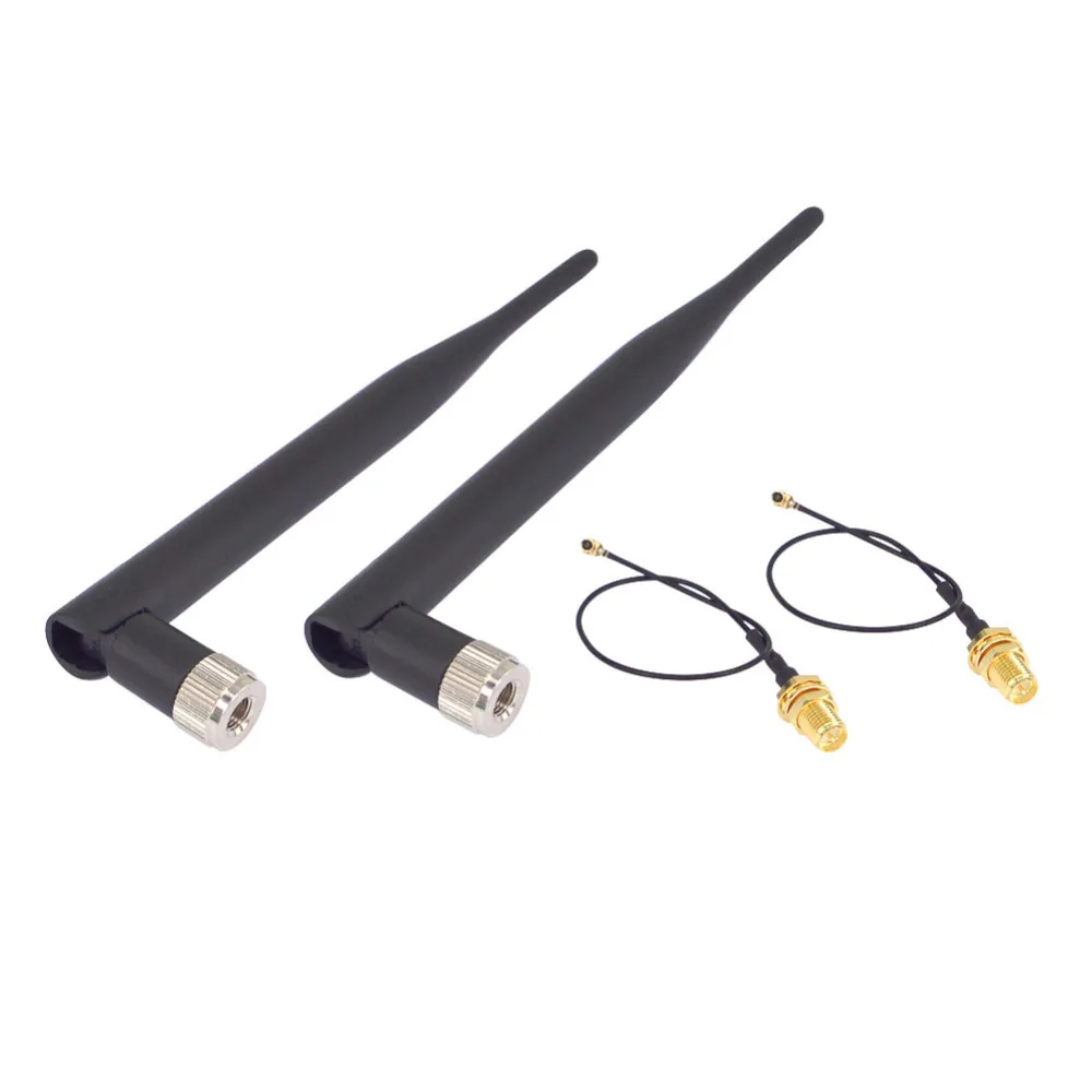 4 Piece/lot 5dbi 2.4ghz Rpsma Male Wifi Antenna +2 Piece Ipx To Rpsma