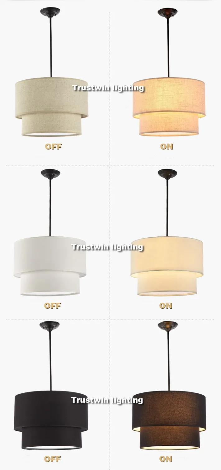 Trustwin бренд с льняной тканью холст белье ligen тени барабан форма подвесной светильник для столовой гостиной фойе