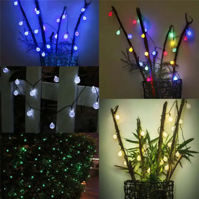 

2.1M 20LED Solar Crystal Ball Fairy String Lights Outdoor Garden Party Lamp Light Garlands Ball White Outdoor Wedding 19feb15