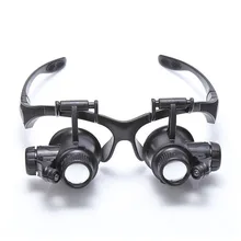 

Headband LED Light Glasses Magnifier 10X 15X 20X 25X Watchmaker Jewelry Optical Lens Glass Magnifier Detachable Telescope