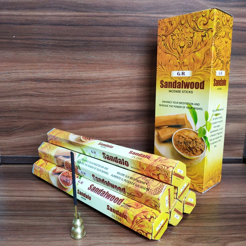 

Natural Indian Sandalwood Stick Incense One Pack Handmade India Incense Sticks Aromatic Indoor Fragrance Home Living Room Decor