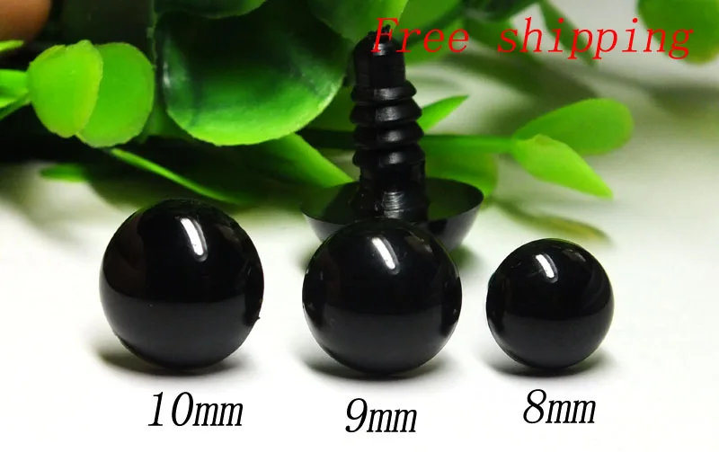 

Free shipping!!! mixed size Plastic black safety Eyes with washer kit-8/9/10mm each size 20pcs---30pairs