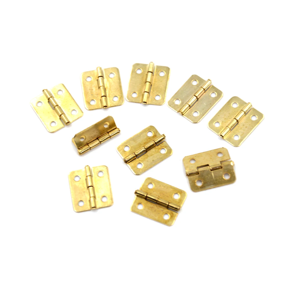 

10Pcs 18x16mm Kitchen Cabinet Door Hinges Furniture Accessories 4 Holes Gold Drawer Hinges for Jewelry Boxes Furniture Fittings