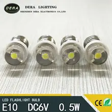 Newest E10 0.5W 6V 3V 4.5v LED For Focus Flashlight Replacement Bulb Torches Emergency Work Light Pure White