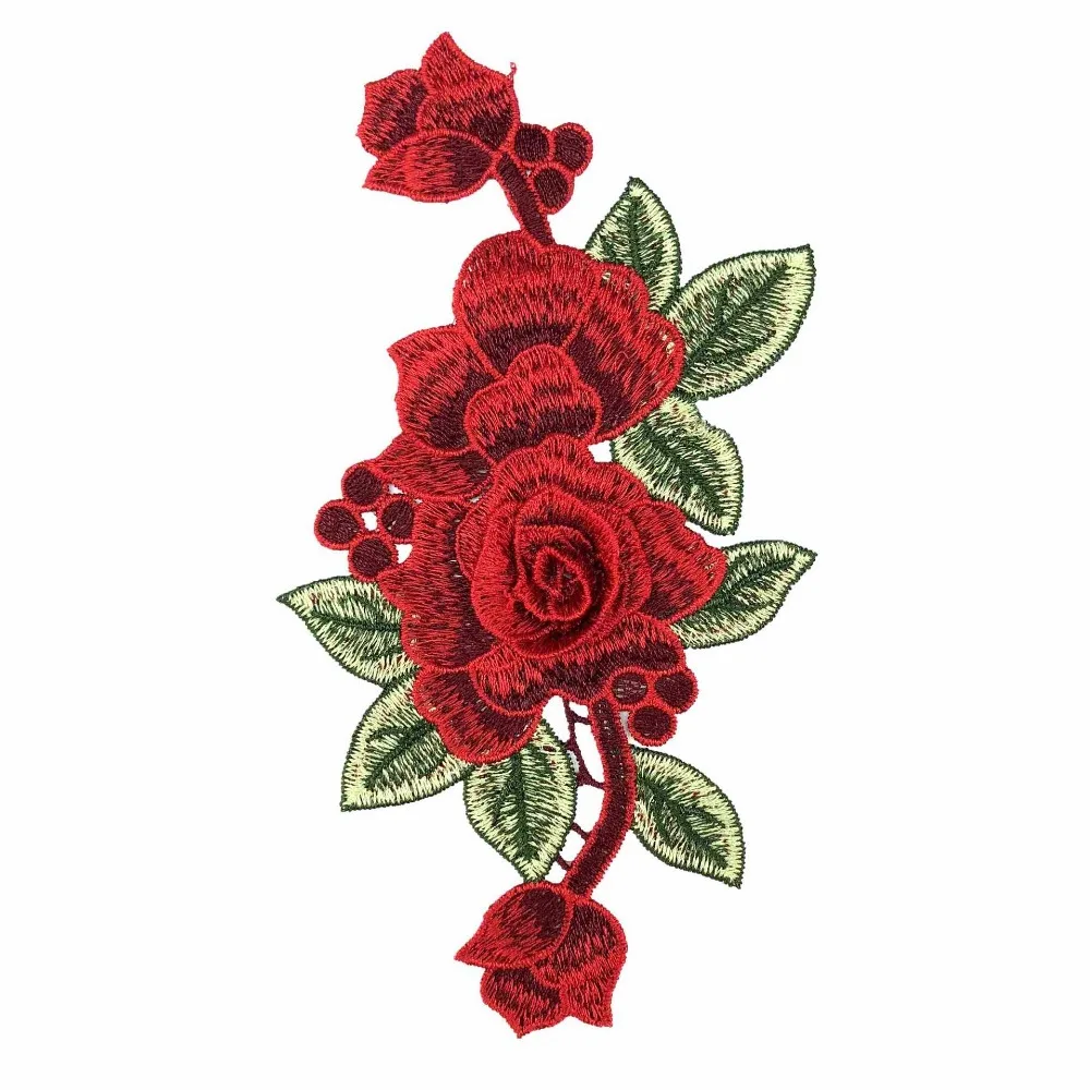10pc 12225cm diy 3d embroidery flower patches clothing sew on red
