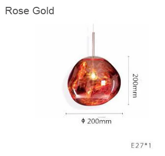 Подвесной светильник, горячая художественная Лавовая Подвесная лампа, стеклянная Подвесная лампа неправильной формы для ресторана/бара/Кофейни - Цвет корпуса: Rose Gold D20CM