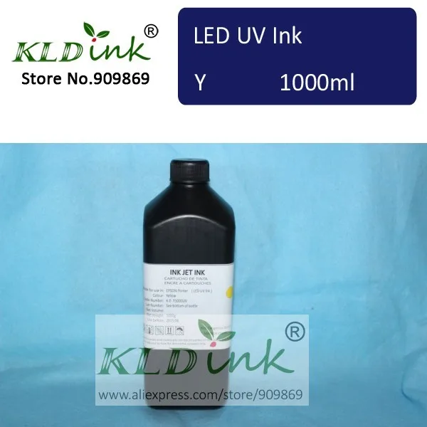 [КЛД чернила] Совместимость желтый светодиод УФ чернила для струйных УФ планшетный принтер с DX5 DX6 DX7 печатающая головка(1 шт. x 1000 мл