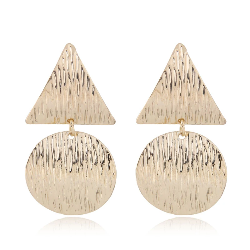 

2018 New Design Big Round Drop Earrings for Women Fashion Golden silver Trendy Earrings vintage statement wedding Jewelry