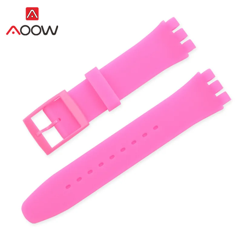 Vibrant Silicone Watchband - Colorful Rubber Bracelet Strap in Pink and Black