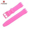 Colorful Silicone Watchband for Swatch Watch 12mm 16mm 17mm 19mm 20mm Rubber Replace Bracelet Strap Band Accessories Pink Black ► Photo 3/6