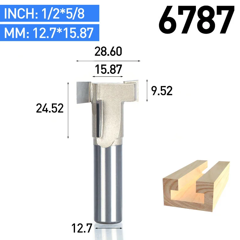 HUHAO 1 шт. 1/" 1/2" хвостовик Т-образный деревообрабатывающий резак для гравировки кромки триммер фрезы Нож для ящиков Т-образный резак для дерева - Длина режущей кромки: 6787