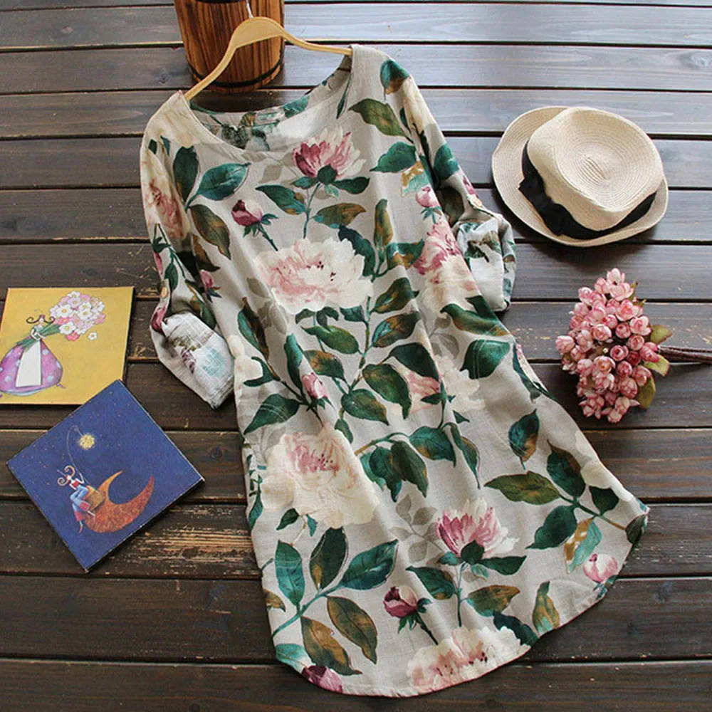 Женское хлопковое платье Mori Girl свободное винтажное мини-платье с цветочным