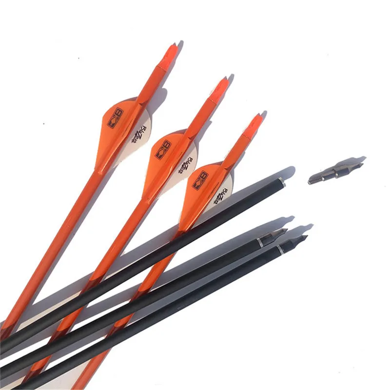 6/12Pcs 30inch Arrow Pure Carbon Plastic Feathers Spine 340 Replaceable Broadheads For Outdoor Practice Shooting Accessories