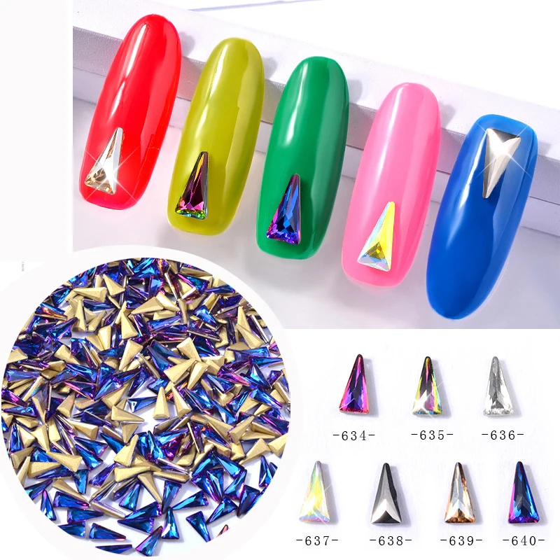 

10 Pcs Crystal AB Fancy Triangular Nail Rhinestones Decorations Chameleon Aurora Alloy 3d Glass DIY Nail Art Jewelry
