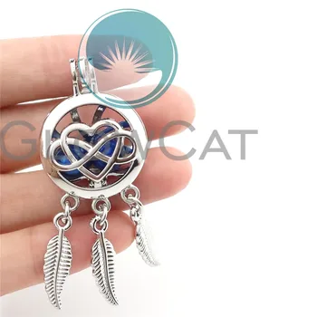 

10X K791 Dream Catcher Heart Infinity Love Beads Cage Locket Pendant Essential Oil Diffuser Pearl Cage Jewelry Finding