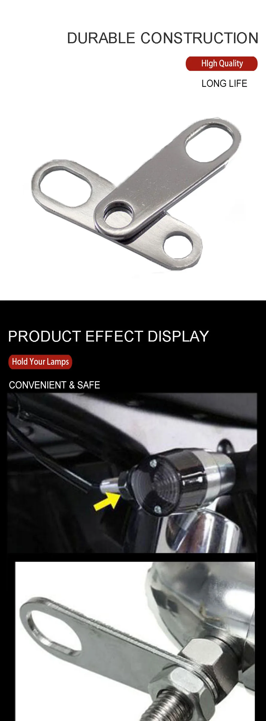 Wooeight 2Pcs MotorcycleTurn Signal Indicator Light Lamp Holder Shock Brackets Holder Fork Ear Clamps for Bobber Racer Harley (11)