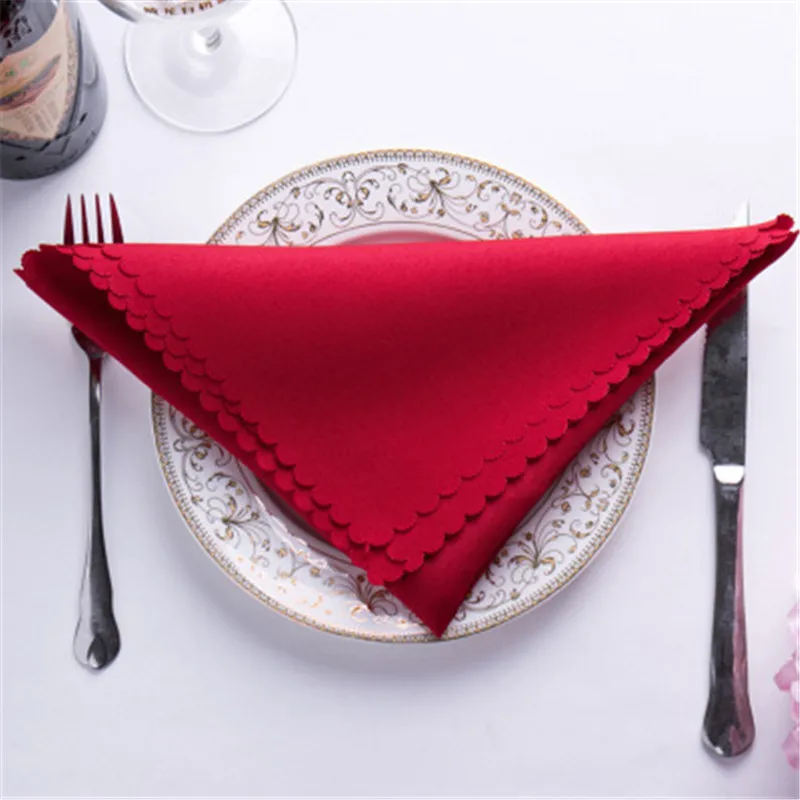  10pcs White Table Napkin 48cm Square Satin Fabric Pocket Handkerchief Cloth for Wedding Decoration 