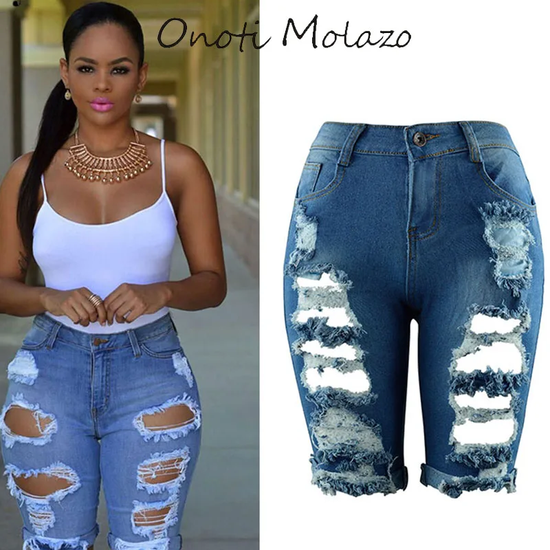 

New Arrival Fashion Women Jeans Denim Ripped Shorts Casual Solid High Waist All-match Summer Sexy Short Pants