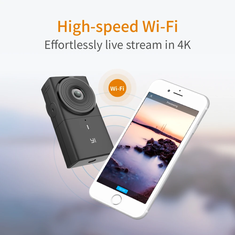 YI 360 VR Camera Dual-Lens 5.7K HI Resolution Panoramic Camera with Electronic Image Stabilization, 4K in-Camera Stitching