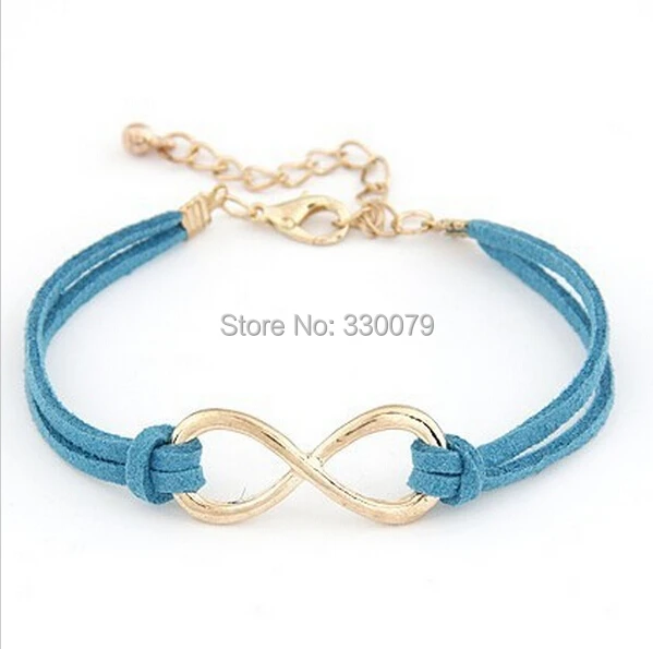 

SL103 Hot Selling Cheap Wholsale Fashion Infinity Leather Bracelet Eight Cross Bangle For Girl Wedding Jewelry Accessories