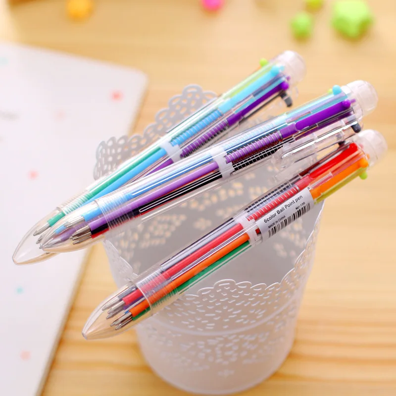1 шт. 6 в 1 цветная Шариковая ручка для детей, школьные канцелярские принадлежности, шариковая ручка для письма